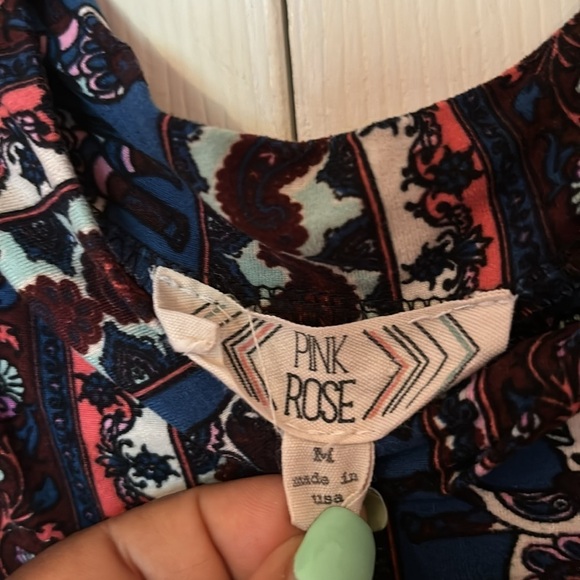 Pink Rose multi  pattern high neck sleeveless blouse Sz M - Picture 5 of 13